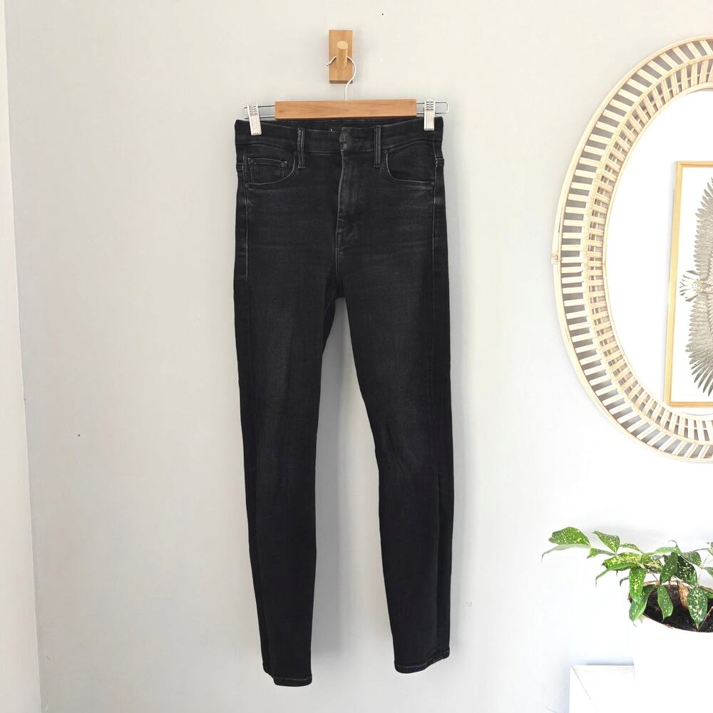 MOTHER High Waisted Looker Ankle Jeans Dangerous At Night Black 25